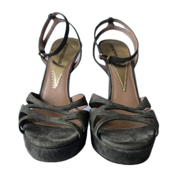Emporio Armani Womens Size 7.5 Olive Green Suede Stiletto 5" Heels Wedding 38.5 - Picture 2 of 11